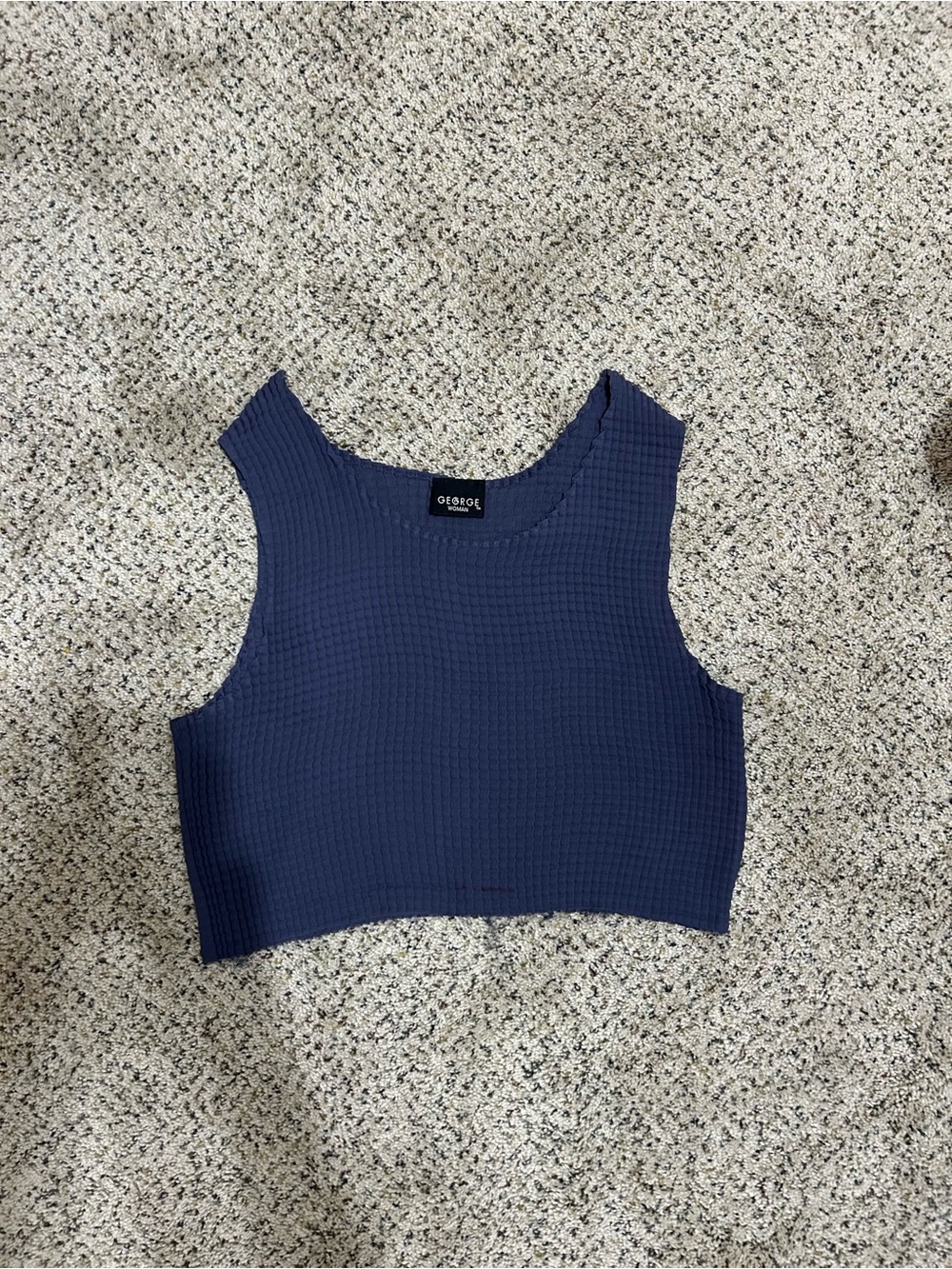 George Navy Texture Crop Top